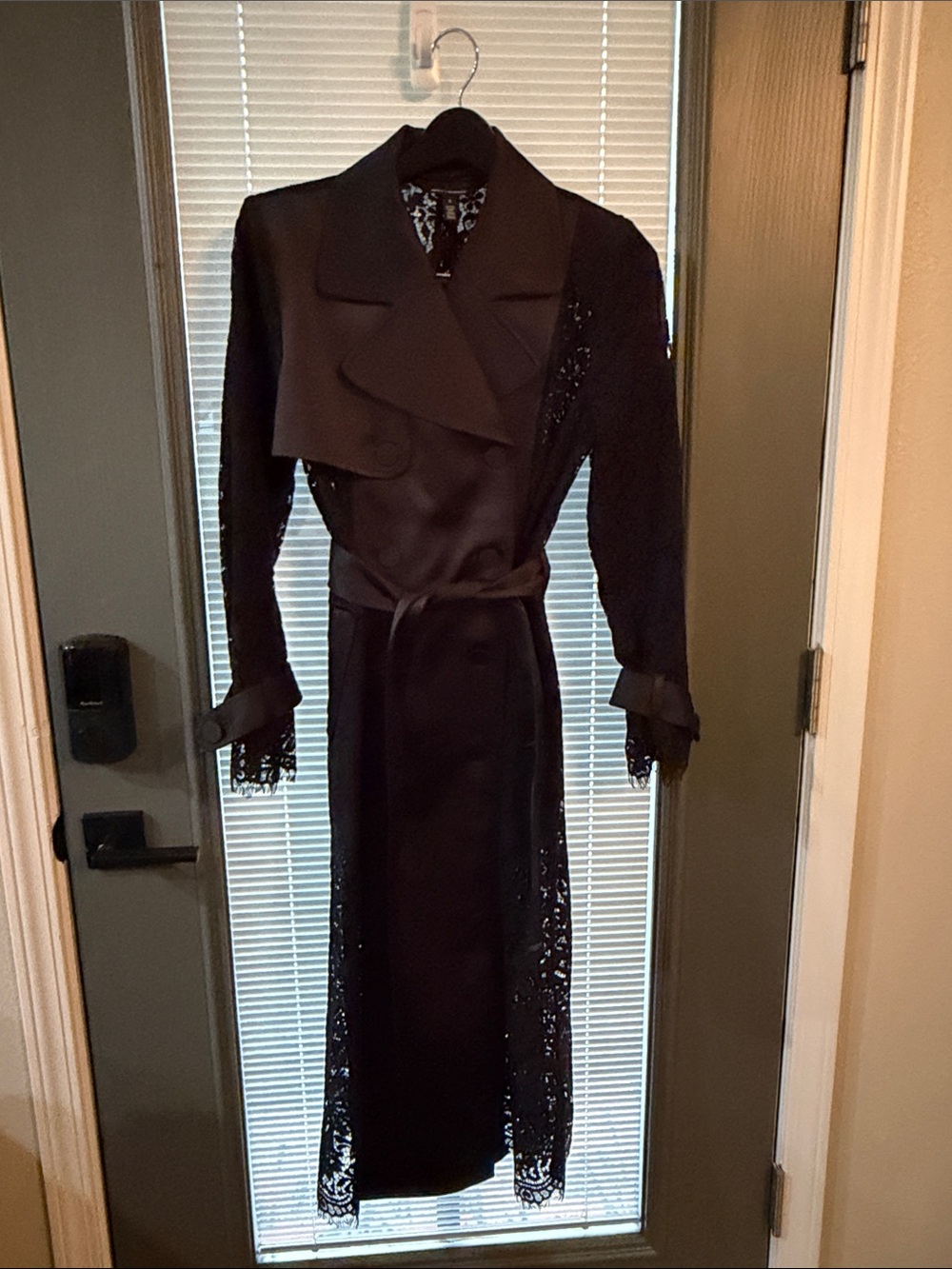 White House Black Market Black Long Sleeve Lace-Trim Maxi Dress